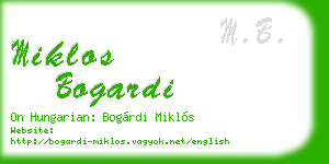 miklos bogardi business card